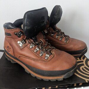 (worn once) Timberland - brown leather waterproof hiking ankle boots - Women's 7